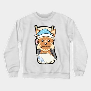 Cute yorkshire terrier is going to bed Crewneck Sweatshirt